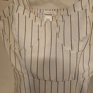 Urban Romantics Linen white with black pinstripe tank top Med NWT